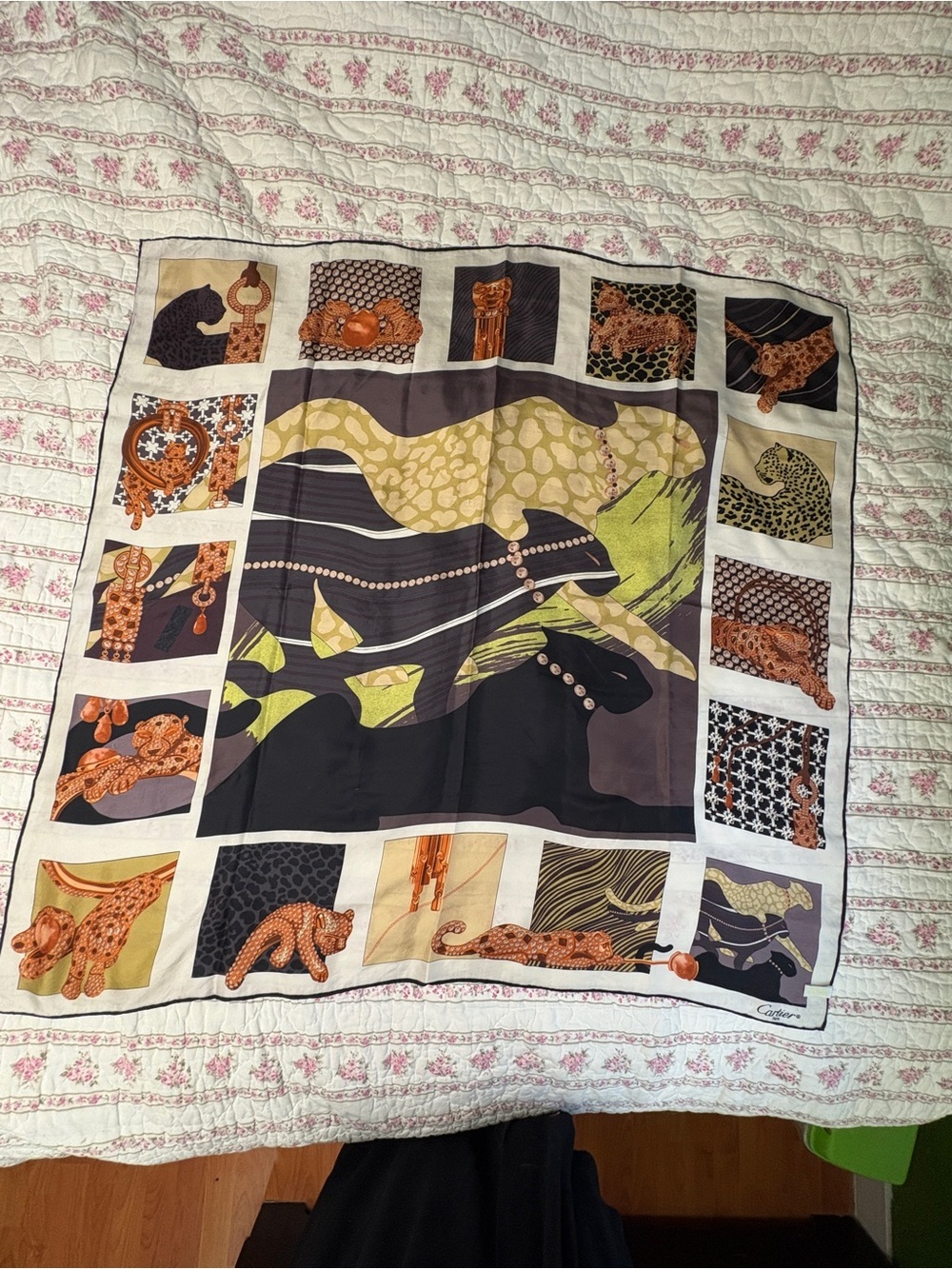 Cartier Paris Vintage Panther Bracelet Scarf 100% Silk Made in Italy - Picture 6 of 16
